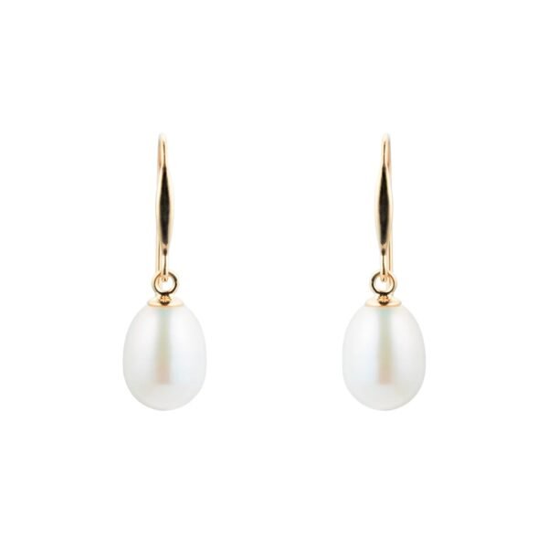 9ct Yellow Gold 7mm Freshwater Pearl Drop Earrings