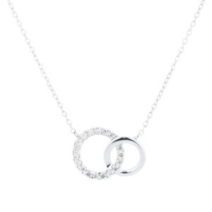 9ct White Gold 0.05cttw Diamond Circle Necklace