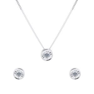 9ct White Gold 0.20cttw Diamond Illusion Jewellery Set