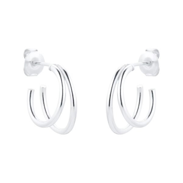 Silver Double Wire Hoop Earrings