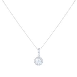 9ct White Gold 0.40cttw Round Halo Pendant