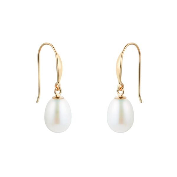 9ct Yellow Gold 7mm Freshwater Pearl Drop Earrings - Image 2