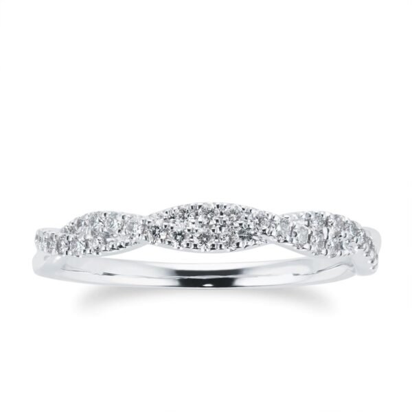 18ct White Gold 0.20ct Diamond Twist Eternity Ring - Image 4
