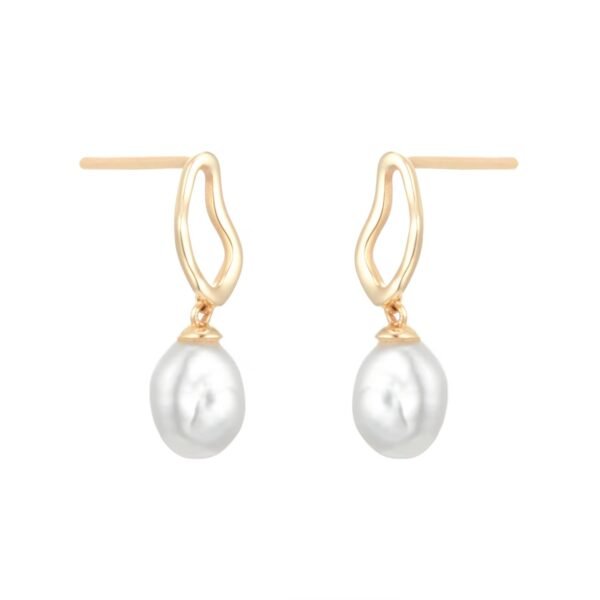 18ct Yellow Gold Baroque Pearl Stud Earrings - Image 3
